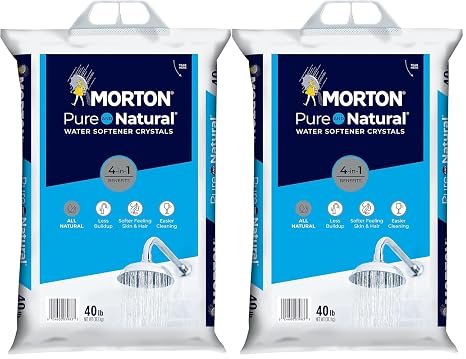 (2 PK) Morton Water Softener Salt Crystals, Pure and Natural 4 in 1, 40 pounds