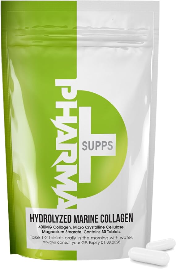 Hydrolyzed Fish Marine Collagen Capsules – Skin, Joint Health Support Supplement – 400mg, 30 Pure Fish Collagen Capsules for Healthy Skin, Hair, Nails, and Joints – Made in UK