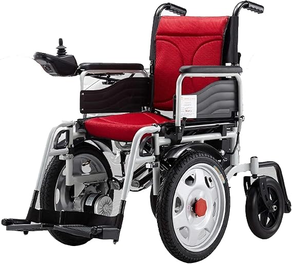 Electric Wheelchair Folding Handicapped Electric Wheelchair,All Terrain Heavy Duty Powerful Dual Motor Foldable Electric Wheelchair Motorized Power Wheelchairs,Red