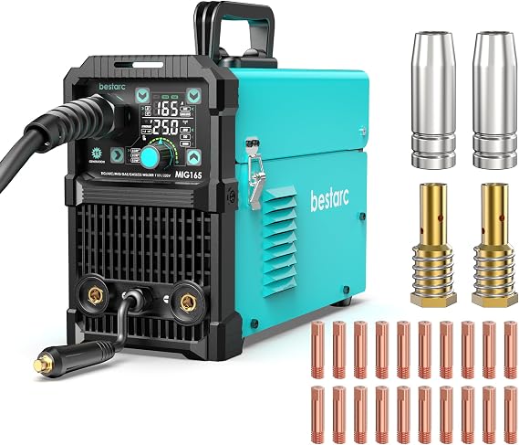 bestarc MIG165 Gas/Gasless Flux Core MIG Welder, 0.040" Contact Tip Nozzle Diffuser