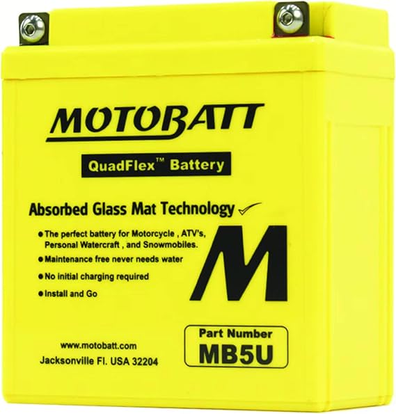MotoBatt DB Electrical MB5U Battery Compatible With/Replacement For Motobatt Battery 7Ah,Honda, Sizuki,Yamahe, Royal Enfield