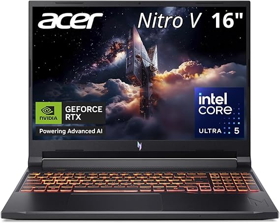 Acer Nitro V 16in Gaming Laptop ANV16-72-541D 16GB RAM 512GB SSD | WUXGA IPS 180Hz display, Intel Core 5 210H, NVIDIA GeForce RTX 5050 graphics, WiFi 6, backlit keyboard, Windows 11