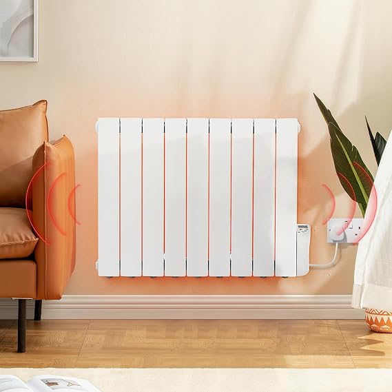 BTGGG 1500W Electric Oil Filled Radiator Wall Mounted with Timer,White