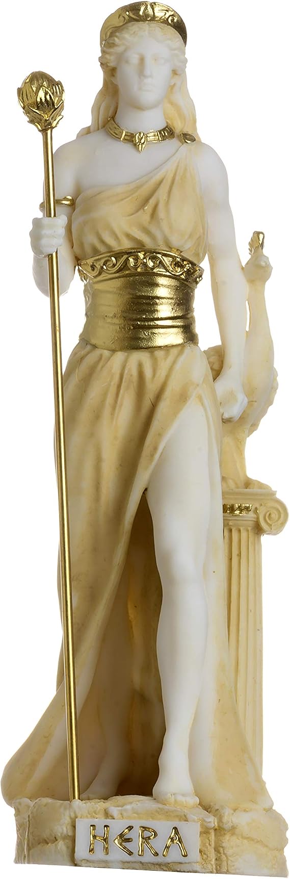 BEAUTIFUL GREEK STATUES Hera Goddess of Marriage, Women, Childbirth, and Family Alabaster Gold Tone 6.69
