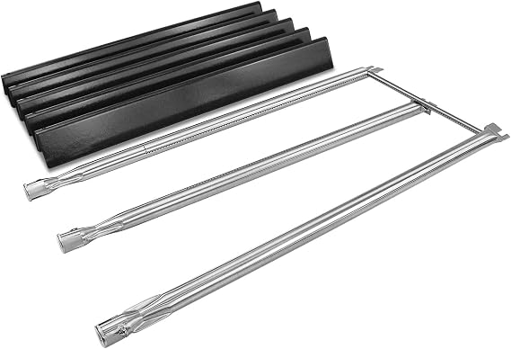 Uniflasy Grill Parts Replacement for Weber Genesis Silver Grill, Genesis Silver B C, Genesis Platinum B C, Weber 900 (Side Control),28 1/8" Stainless Steel Burner,22.5" Porcelain Steel Flavorizer Bars
