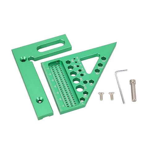 3D Multi Angle Measuring Ruler Green Metric Scale Multifunctional Woodworking Square with Positioning Pin for Woodworking Projects Aluminum Alloy Made