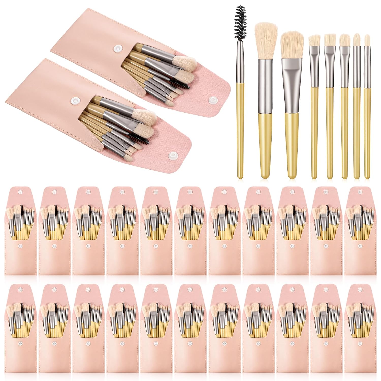 24 Sets Travel Makeup Brush Set, Synthetic Fiber Face Foundation Make up Brushes Mini Makeup Brushes with Travel Make Up Bag for Wedding Bridal Shower Favors Bachelorette Party Gift