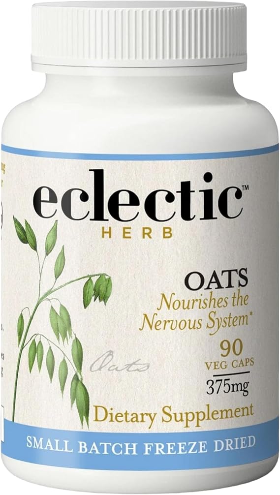 Eclectic Herb - Organic Oats Capsules | Milky Green Oats Avena Sativa | Nervous System Support | Natural Dietary Supplement | US-Grown, Vegan, Non-GMO, Gluten Free (90 CT | 375 mg)