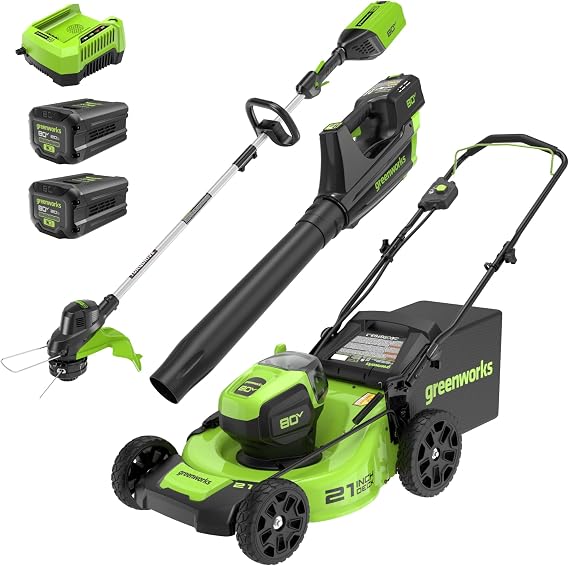 Greenworks 80V 21in Mower/Blower/Trimmer Kit, (2) 2.0 Ah Battery Kit