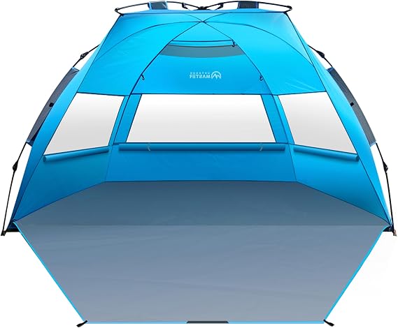 OutdoorMaster Pop Up Beach Tent Sun Shelter for 3-4 Person with Sandbags