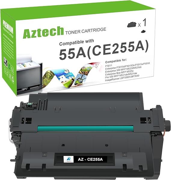 CE255A 55A Black Toner Cartridge for HP P3015 55X CE255X M521dn | Compatible for HP 55X 55A LaserJet P3015 for P3011 P3015d P3015x P3015dn P3016 Pro 500 MFP M521dn M521dw M521 Printer