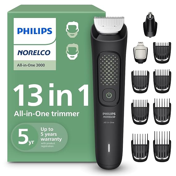 Norelco Philips All-in-One 3000 13-in-1 Trimmer, Face & Hair, Steel Blades