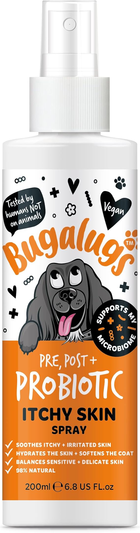 Bugalugs Probiotics for Dogs Natural Itchy Skin Spray with Pumpkin Powder for dogs – Soothes Itchy & Irritated Skin, Supports Microbiome, Itchy Ears (Probiotic Itch Spray)