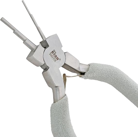 The Beadsmith Micro Wire Looping Pliers Create 6 Sizes (Ranging 1-4mm) of Loops & Jump Rings, 6" long (150mm), Polished Steel Head & Cushioned Comfort Handle