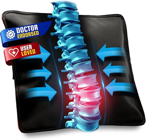 AJUVIA Back Vitalizer Lumbar Support Pillow for Office Chair & Car | 4000+ Doctor Trusted Ergonomic Pillow Support, 3 Second Pain Relief, Better Posture, Sciatica & Lower Back Relief