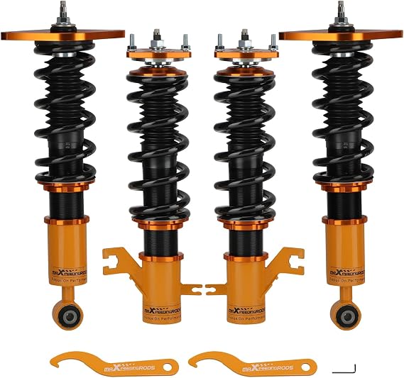 maXpeedingrods Coilovers for Nissan Sentra SE-R B15 2000-2006, for Nissan Sunny N16 2000-2006, 24 Levels Damper Adjustable Coilovers Suspension Kit, Height Adjustable Shock Struts, Lowering Kit, Gold