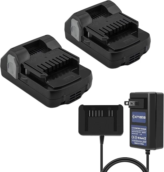 Exmate 2 Pack 18V 2.5Ah Li-ion Replacement Battery with 18V Charger Compatible with Hitachi 339782 BSL1830C BSL1815S BSL1815X BSL1830 330139 330557