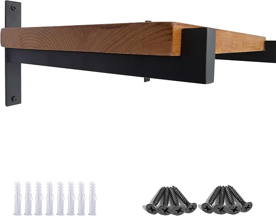 OVOV 2 Pcs Steel Heavy Duty Shelf Brackets Wall Mounted Industrial Metal Shelf Supports Matte Black 10 Inches
