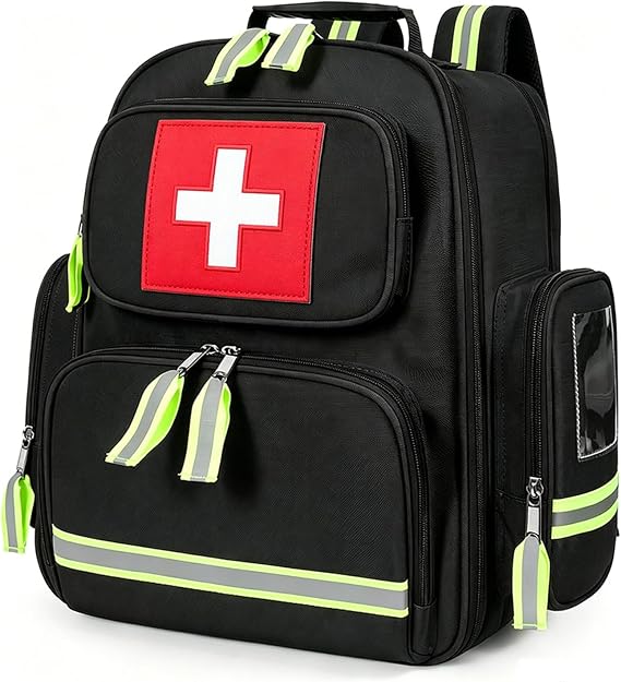 Gatycallaty First Aid Backpack Emergency Medical Backpacks Empty Waterproof Survival Bags Trauma Bag for Nurses Home Car (Black)