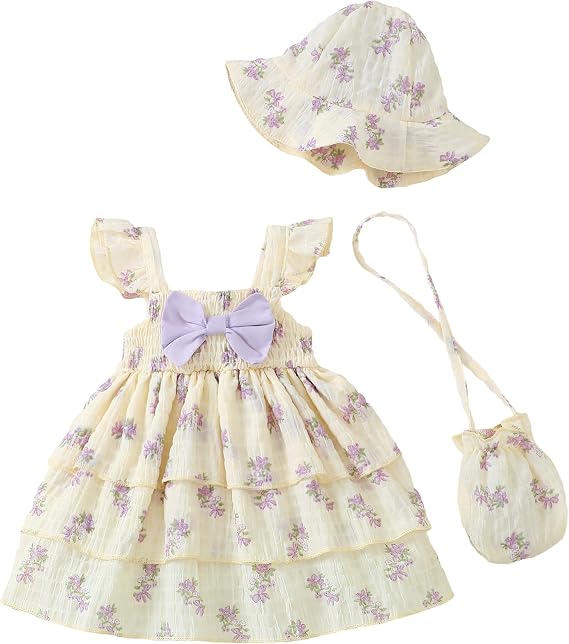 SODLON Baby Girl Dress Infant Newborn Clothes Summer Sleeveless Layer Ruffle Dresses Casual Beach Sundress for Girls 0M-3T