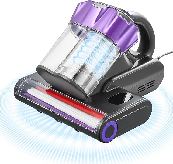 VEVOR Mattress Vacuum Cleaner, 550W Bed Vacuum Cleaner with 18Kpa Powerful Suction and Dual Dust Bin, HEPA Filter & Heating, Ultrasound Tech &