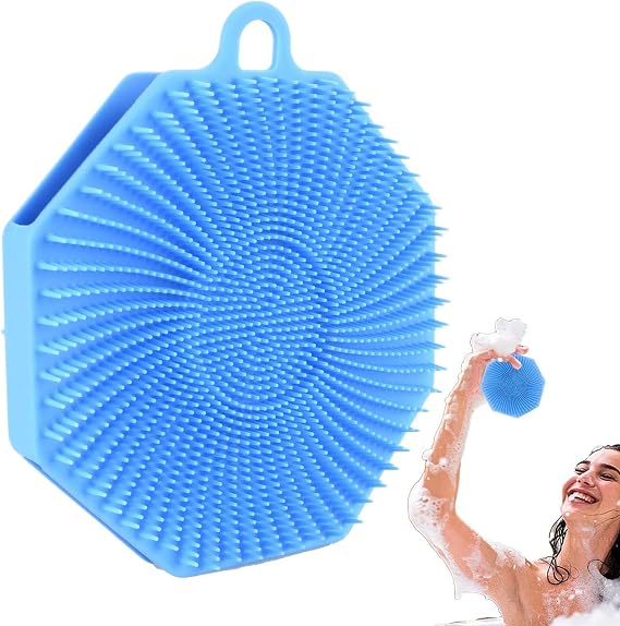 Shower Scrubber for Body Handheld Shower Brush | Reusable Gentle Skin Scrubber, Double-Sided Silicone Brush for Bath Spa Travel