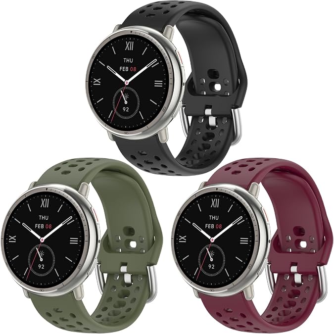 Silicone Watch Strap 20mm for Amazfit Active 2/Active/Amazfit GTS/GTS 2/2e/GTS 3/GTS 4/GTS4 Mini/GTR Mini/Bip/Bip U/BipU Pro/Bip 3/Bip3 Pro/Pop/Pop Pro