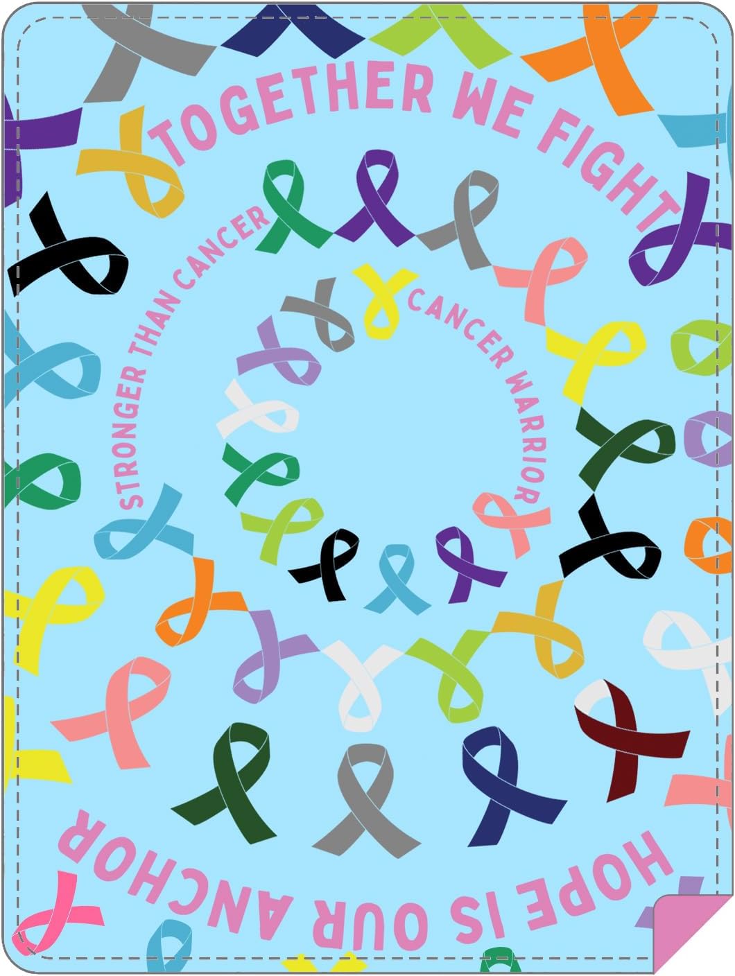 BRIEF INSANITY Plush Luxury Throw Blanket - Premium Ultra Soft Fuzzy Warm Double Sided Throw Blanket - Snuggle Butt Blankets - 44" x 60" Long Super Soft Cozy Blanket (Cancer Warrior Hope)