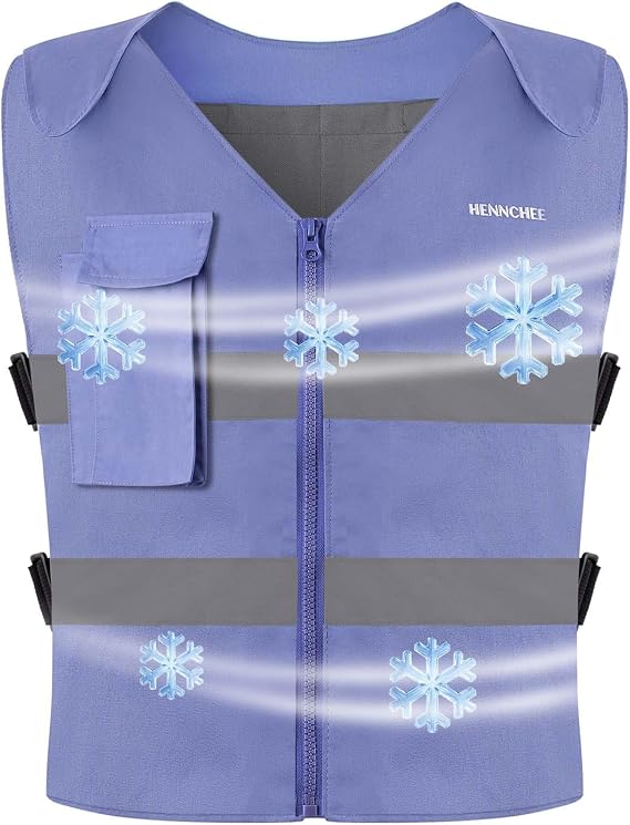 HENNCHEE Cooling Safety Vest with 12 Ice Packs Adjustable Fit