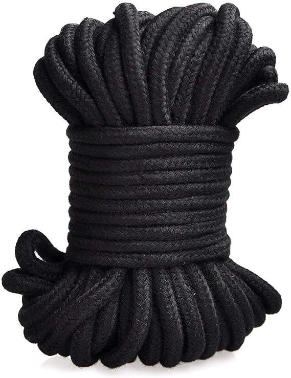 Soft Cotton Rope, Camping,Hanging Clothes, Home Decor, 32ft Black