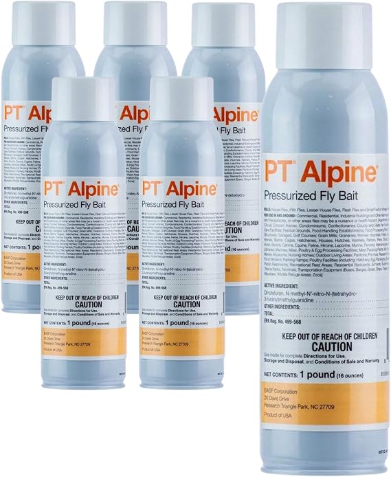 BASF PT Alpine Fly Bait, Fast Acting and Long Lasting Up to 30 Days, Ready to Use Pest Control Spray for House Flies, Fruit Flies, 16 Ounce, Case of 6