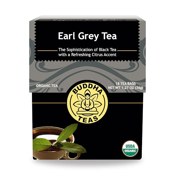 Buddha Teas Organic Earl Grey Tea - Black Tea, Caffeine & No Microplastics
