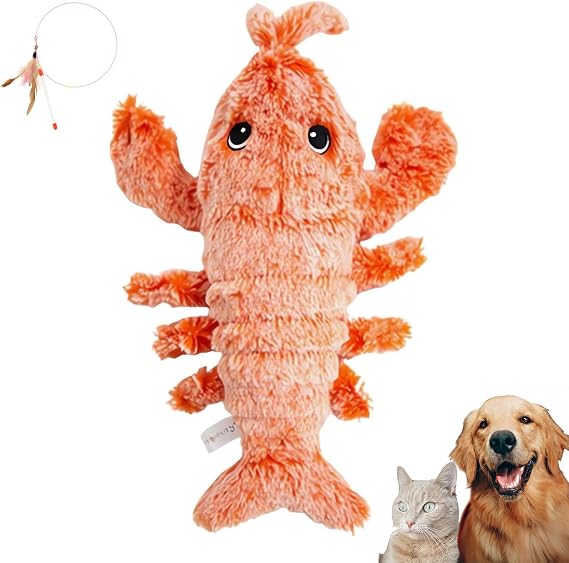 Wiggly Lobster Dog Toy, Furry Fellow Interactive Dog Toy Lobster, Floppy Lobster Interactive Dog Toy, Wiggle Lobster Pet Toys for Small Dogs Cats (1 pcs Orange)