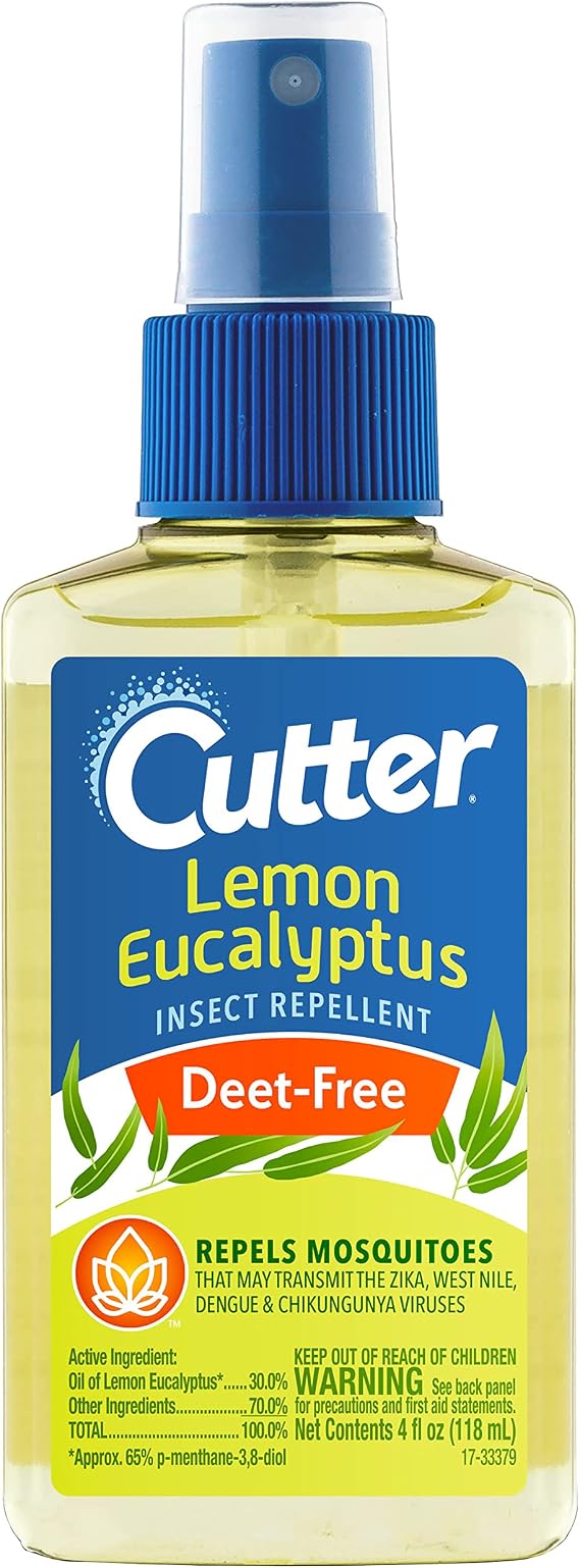 Cutter Lemon Eucalyptus Mosquito and Insect Repellent Bug Spray 4 Ounces, DEET-Free Pump Spray