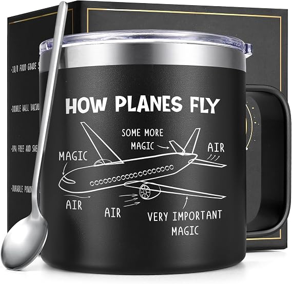 Gtmileo Aviation How Planes Fly 14oz Insulated Coffee Mug for Airplane, Aerospace Engineering, Pilot Lovers - Birthday Present for Men Engineers
