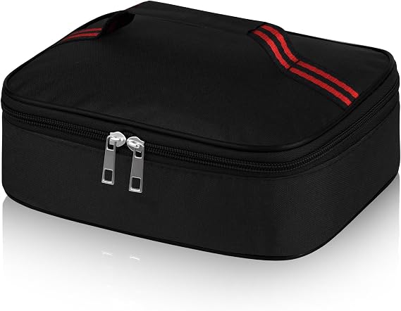 lohey Insulated Lunch Bag for Men Women Kids, Small Lunch Box Adults Cool Bag with Handle, Portable Thermal Cooler Box Bag for Work, School, Picnic Outdoor (Black)