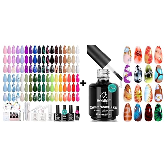 Beetles Winter Gel Polish Kit - 36 Colors Nail Pink Purple Cat Eye Set With 4pcs Base and Blooming 15ml Clear Uv Led Blossom Christmas Nails for Spreading Effect Marblee