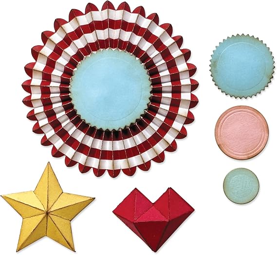 Sizzix Thinlits Die Set, Vault Rosettes by Tim Holtz, 6 Cutting Dies, Silver