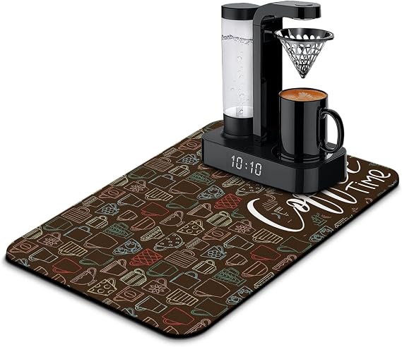 Coffee Mat - Absorbent Coffee Bar Drying Mat - Waterproof Kitchen Counter Decor - 23.5x15.5in