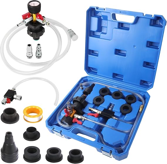 PLAYOCCAR Coolant Vacuum Refill Kit Universal with Pressure Gauge & 7 Adapters
