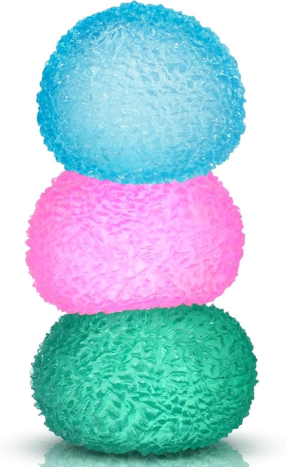 3pc Stress Balls for Adults, Squishy Ball Sensory Textured Memory Gel Fidget Toys for Kids/Adults Hand Exercises, Valentines Day Party Favors Anxiety Relief Squeeze Ball(1.80)