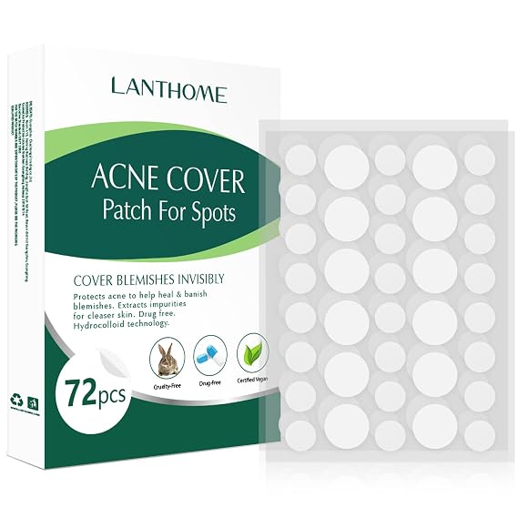 72-Pack Hydrocolloid Pimple Patches for Acne - Invisible Miracle Acne Spot Treatment for Fast Healing, Oil Absorption & Blemish Protection