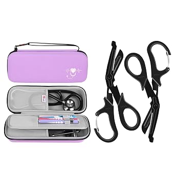 Stethoscope Carrying Case Purple and 2 Pack Medical Scissors Trauma Shears for Nurses, Doctors, Nursing Students, EMT and EMS