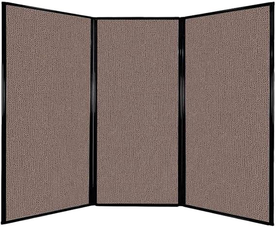 Versare Privacy Screen Folding Panel | Durable Wall Partition | Lightweight Portable Room Divider | Tackable | Latte 7'6" Wide x 5'10" Tall Fabric Panels