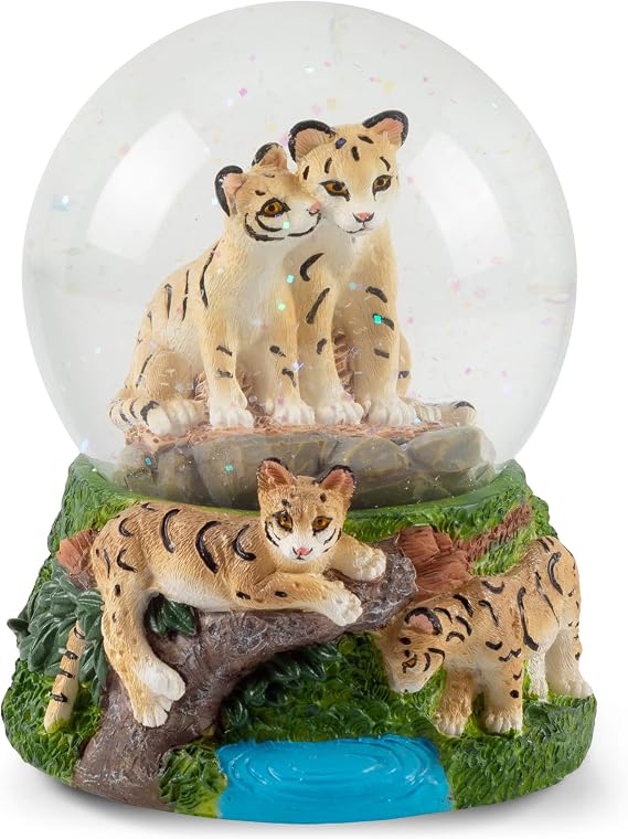 Elanze Designs Endangered Clouded Leopard 100MM Sturdy Glitter Water Wind Up Musical Snow Globe Tabletop Dresser Figurine Decoration Plays Tune Weve Only Just Begun