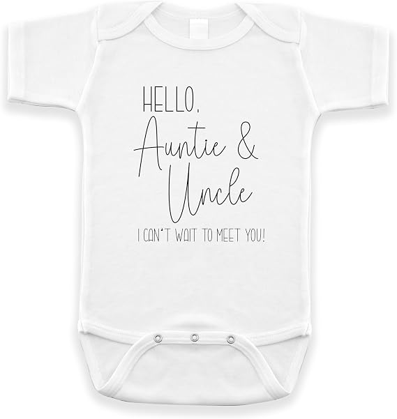 Pregnancy Announcement Bodysuit, Hello Auntie and Uncle I Can't Wait To Meet You