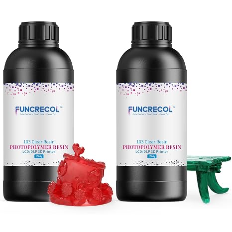 3D Printer Resin 2KG, High Transparent Fast UV-Curing 405nm 3D Resin for LCD/DLP/MSLA Resin 3D Printer, Low Odor High Precision 3D Printing Resin Clear Red and Clear Green
