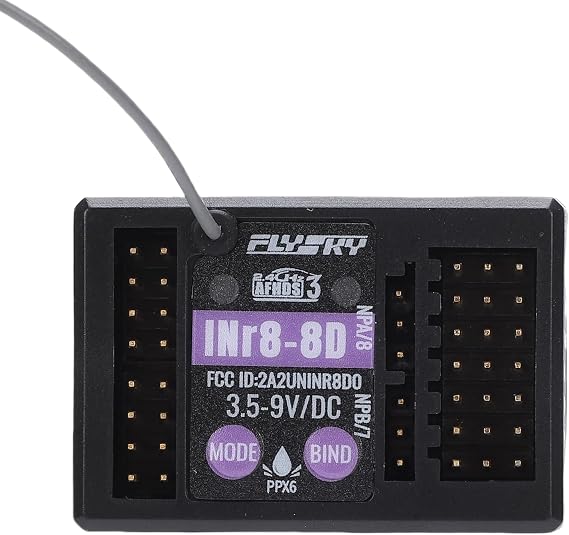 Flysky INr8-8D RC Receiver 8 Channel Single Antenna Remote Control Receiver Fits Most RC Cars