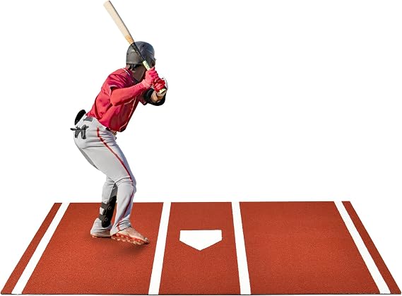 Shopsource Baseball Softball Training Mat with Home Plate Batters Box - Upgraded Anti-Slip Mat with Stitched Embroidery Turf for Indoor Outdoor