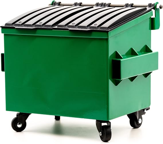 Green Miniature Desktop Dumpster - Model Trash Bin, Tiny Garbage Can, Mini Trashcan, Toy